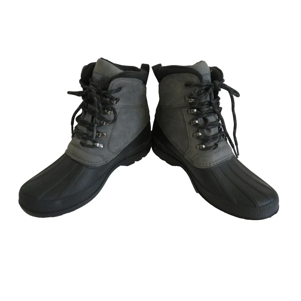 DENALI Winter Duck Boots‎ Expedition Black Rubber & Gray Leather Men's 8 EU 40.5